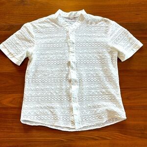 White crochet knit shirt